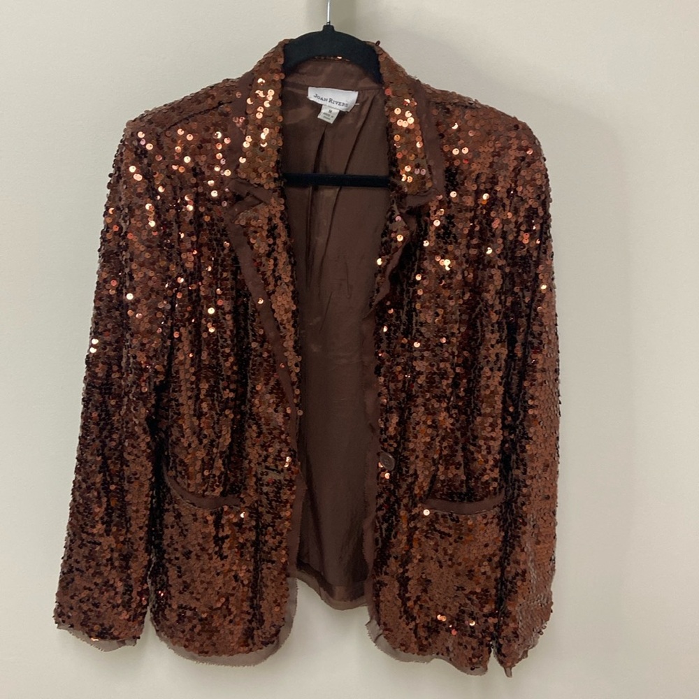 Bling sequin brown blazer by Joan Rivers, size M - vintage